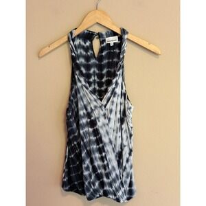 Heartloom Womens Tie‎ Dye Surplice Wrap Tank Top Black White Halter Keyhole M